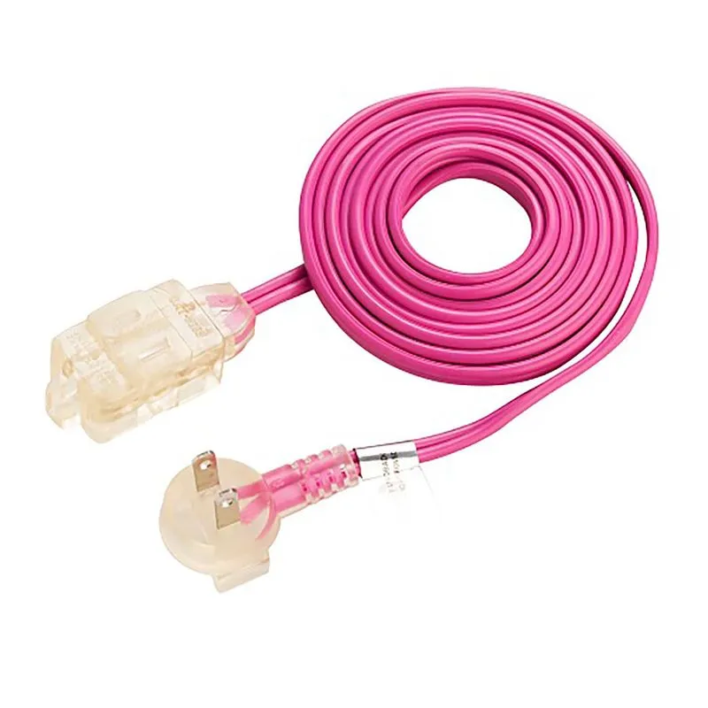 Extensión Eléctrica con 3 tomas, con configuracion NEMA 1-15 para su plug macho y hembra, esta está provista con un plug a 90° |