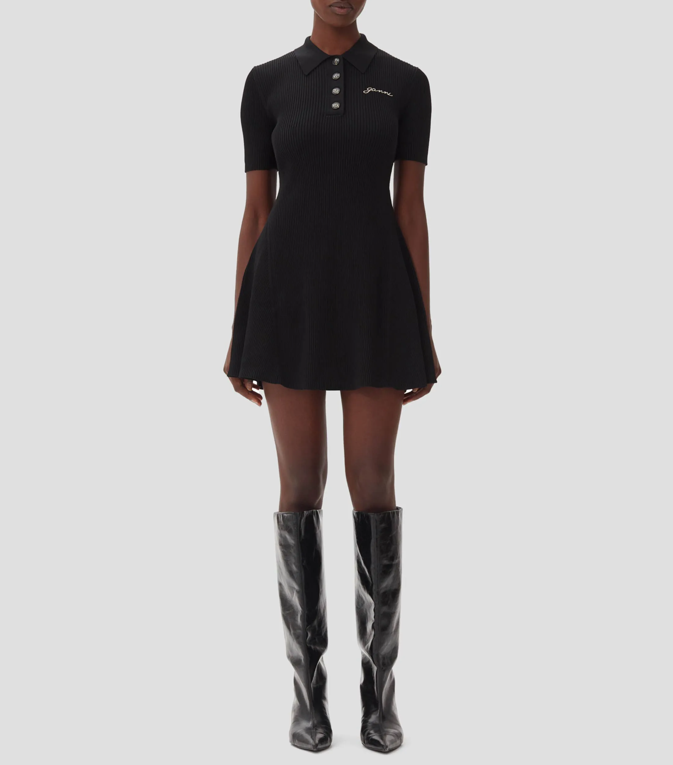Ganni Vestido mini con bordado Mujer