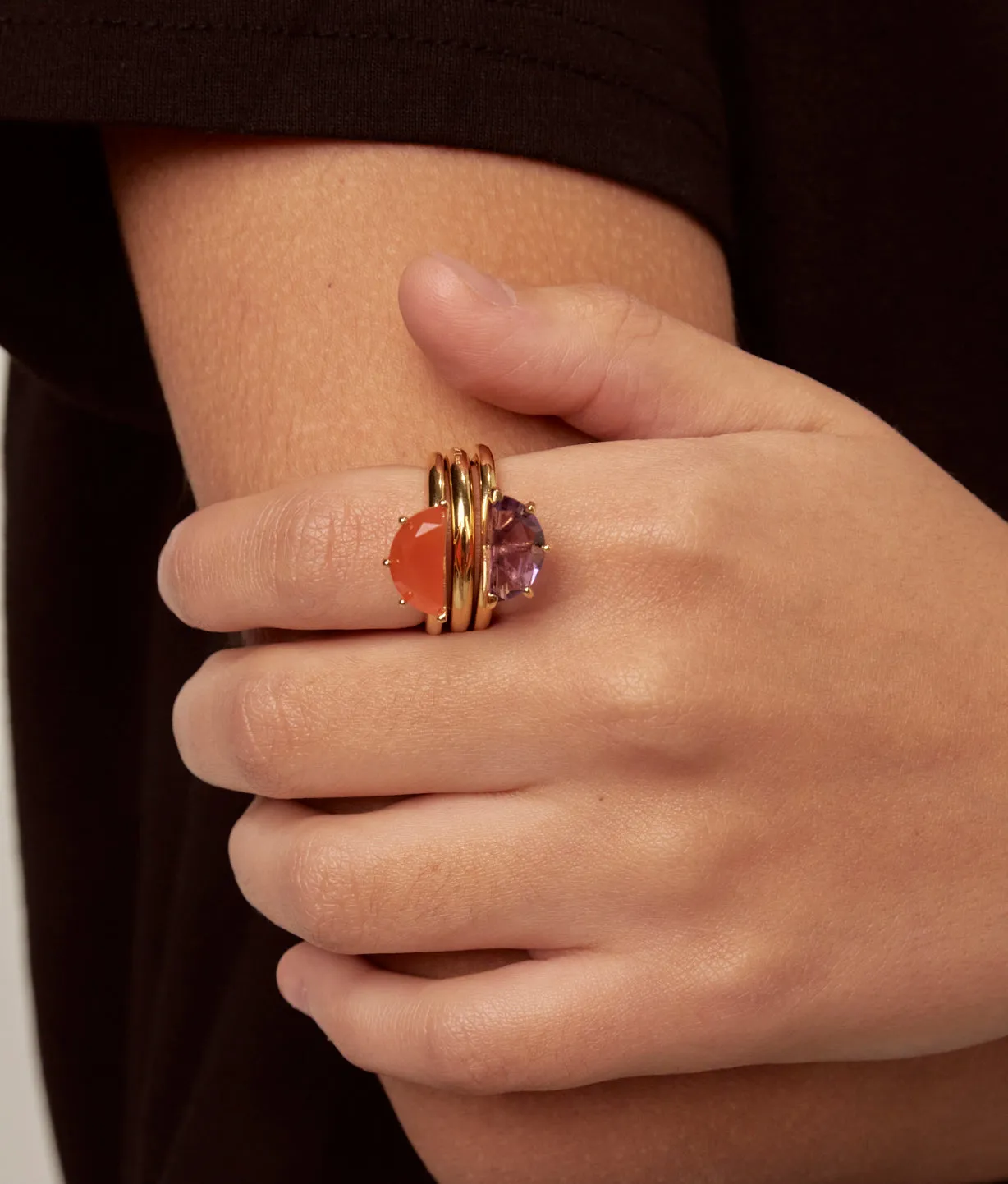 Half Cut Carnelian Ring 12mm
