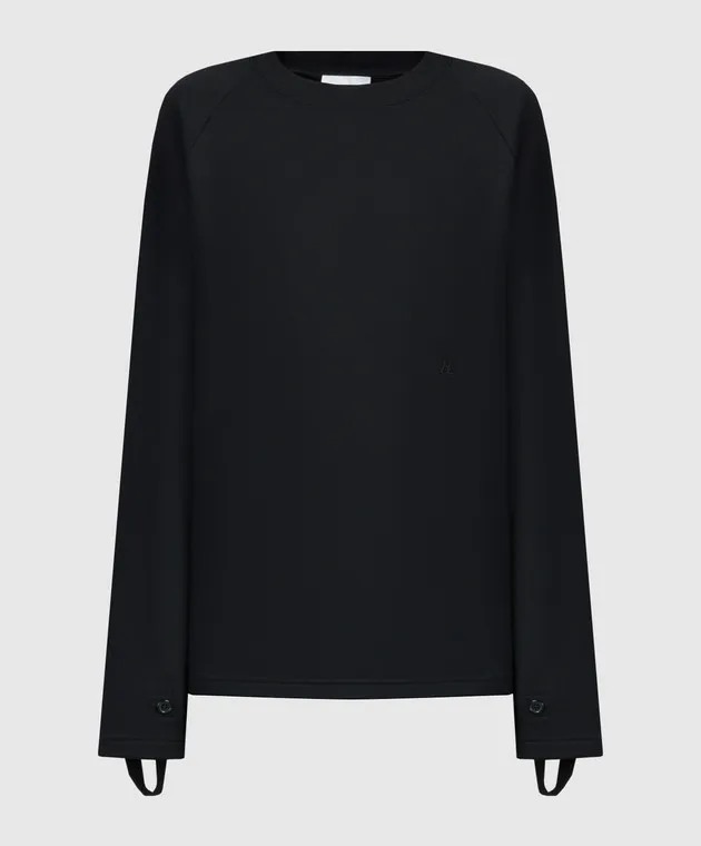 Helmut Lang Black sweatshirt with monogram logo embroidery