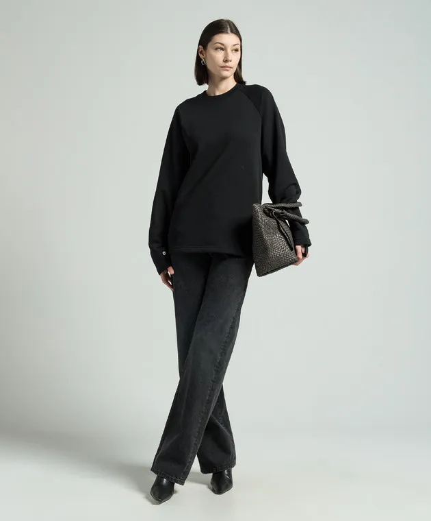 Helmut Lang Black sweatshirt with monogram logo embroidery