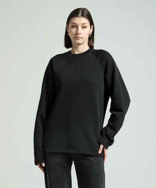 Helmut Lang Black sweatshirt with monogram logo embroidery
