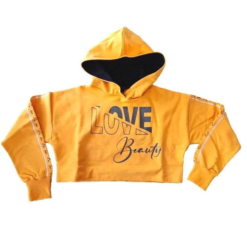 Sudadera corta felpa con capucha junior niña