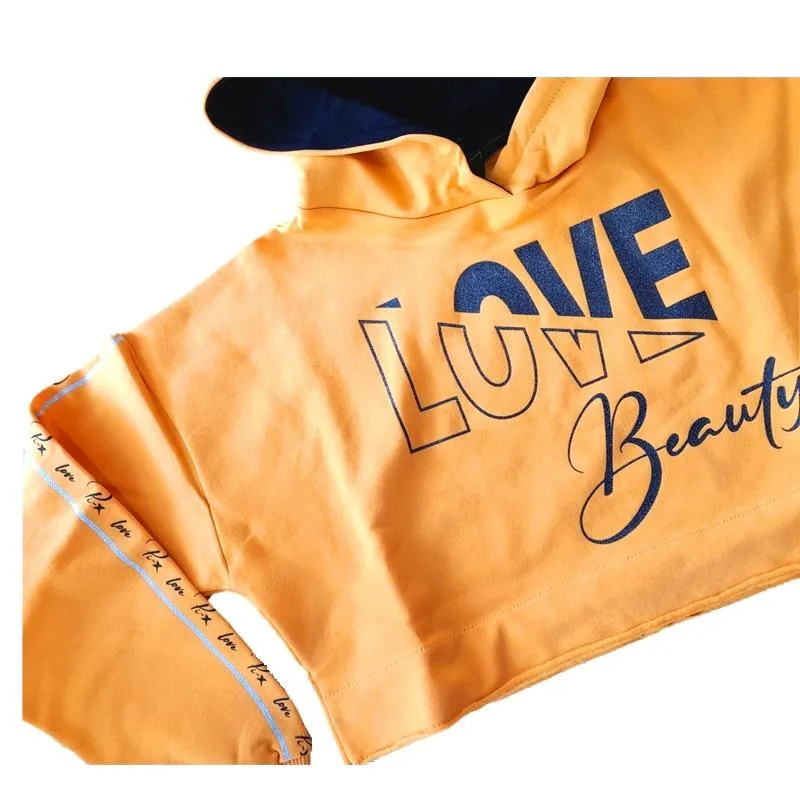 Sudadera corta felpa con capucha junior niña