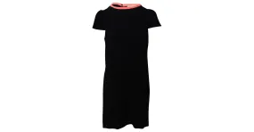 VESTIDO MAJE CON CUELLO EN CONTRASTE DE ACETATO NEGRO 